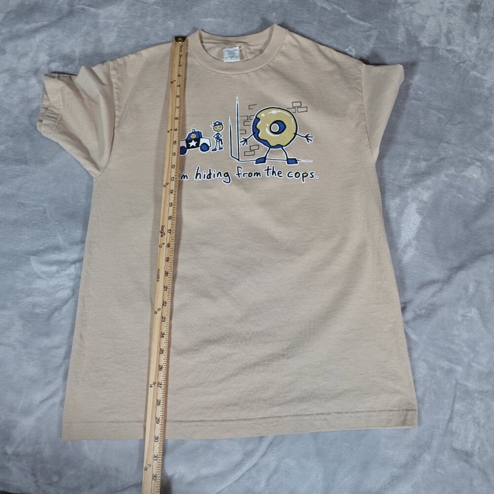 Vintage Im Hiding From The Cops Funny T Shirt Mens L Slim Fit Y2K Small Flaw! - Picture 7 of 7